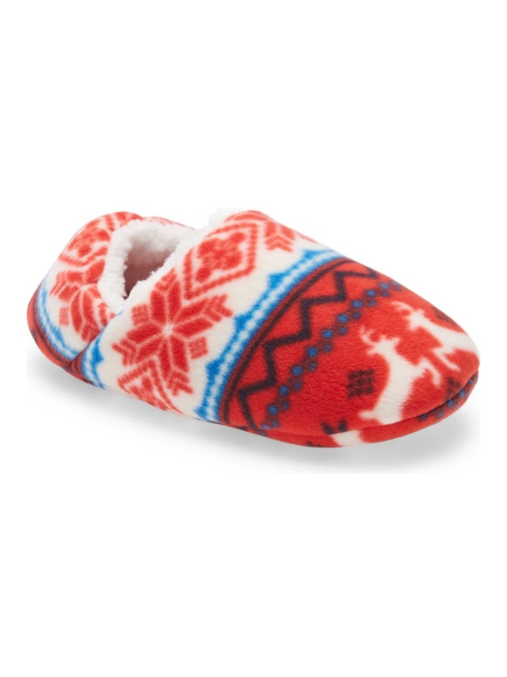 New Nordstrom Microfleece Slippers Red Bloom Reindeer Fair Isle Small/Medium